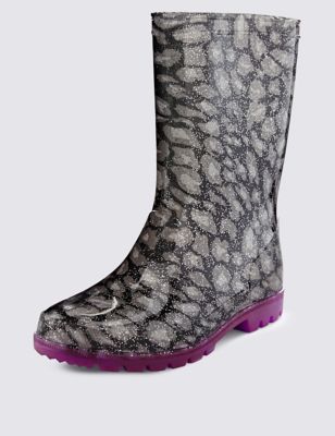 Kids&#39; Flashing Lights Leopard Print Welly Boots